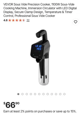 1100w Vevor 197988168621 Sous Vide Precision Cooker Sous-vide Cooking Machine Immersion Cir