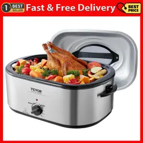 Vevor 744759199461 Electric Roaster Oven 22 Quart Turkey With Self-basting Lid 1450w