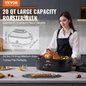 Kjl20qthsjsba6c8cv1 Vevor Electric Roaster Oven 20 Quart Turkey With Self-basting Lid 1450w
