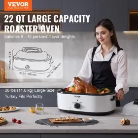 Kjl22qtbsjsbpkm6wv1 Vevor Electric Roaster Oven 22 Quart White Defrost Warm Functions Adjustable Temp #2