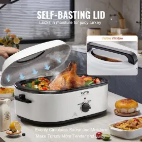 Kjl22qtbsjsbpkm6wv1 Vevor Electric Roaster Oven 22 Quart White Defrost Warm Functions Adjustable Temp #3