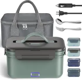 Hd-j-0090 Vingud Electric Lunch Box 100w 4 In 1 Heated For Green Gray