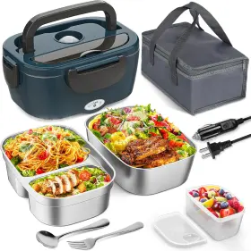 Vghd-j-0144-vingud Vingud Electric Lunch Box Heated For Adults With 2 Stainless Velvet Blue Vghd-j-0144-vingud Vingud Electric Lunch Box Heated For Adults With 2 Stainless Velvet Blue