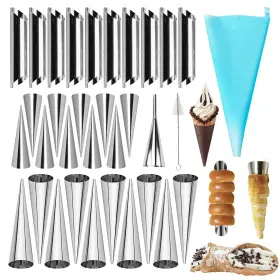 69us-hornmold-011 Volksrose 30pcs Cream Horn Mold Cannoli Forms Large Small A-set Of 33 Mix
