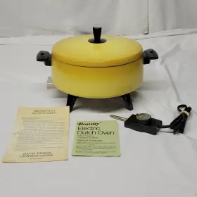 25026 Wearever Rare Wear Ever Bounty Electric Dutch Oven Pot Slow Cooker Gold Mcm Tested 25026 Wearever Rare Wear Ever Bounty Electric Dutch Oven Pot Slow Cooker Gold Mcm Tested