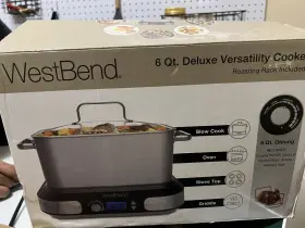 West Bend 072244879667 87966 Versatility Slow Cooker 6-quart Silver With Glass Lid