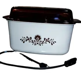 0950 West Bend Slow Cooker 7 Quart Brown Beige Rectangle Casserole Baking Dish Cookware