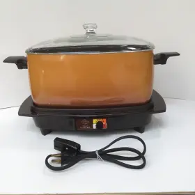 15276 West Bend Vintage 6 Quart Slow Cooker 5 Settings Autumn Gold Orange Brown Works