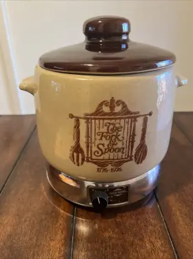 5402 West Bend Rare Vintage 2 Quart Stoneware Slo-cooker Fork/spoon Colonial Crock With Lid