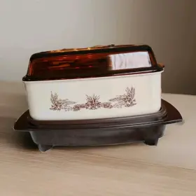 784-3709 West Bend Vintage 4 Quart Slow Cooker Jcpenney Cream Dark Brown Removable Crock Lid