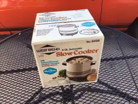 84106 West Bend 6 Quart Automatic Slow Cooker Silver Stone New Sealed In Og Box