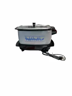 84116 West Bend Vintage Slow Cooker 6 Quart Automatic Smoky Glass Dome Lid T3