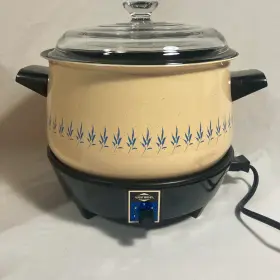 84144 West Bend Vintage Lazy Day Slow Cooker 4 Quart Blue Harvest Wheat Porcelain #84144 #2