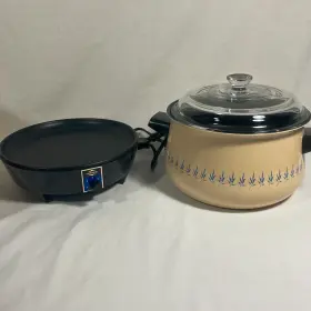 84144 West Bend Vintage Lazy Day Slow Cooker 4 Quart Blue Harvest Wheat Porcelain #84144 #3