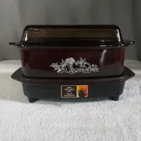84204-31f West Bend Vintage Slo Cooker Plus 6 Quart Autumn Harvest Glass Lid