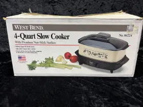 84224 West Bend Vintage 4 Quart Oblong Slow Cooker With Mini Griddle Nib #84224 Open Box