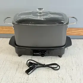 84266 West Bend Vintage Slow Cooker Griddle 5 Settings 6 Quart Glass Lid #84266 Tested