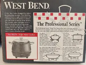 84274 West Bend 4 Quart Professional Series Slow Cooker Lazy Day Slo Pro Tested Usa