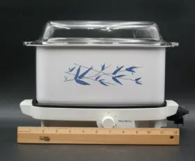 84656 West Bend Vintage 6 Quart Slow Cooker Griddle Base Clear Glass Lid Wheat Tested