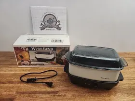 84754 West Bend Vintage 4 Quart Oblong Slow Cooker With Non Stick Mini Griddle Usa