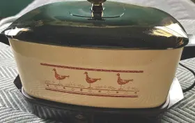 9046 West Bend Vintage Slow Cooker Nonstick With Glass Lid Made In Usa Bird Pattern Used