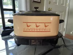 9122 West Bend Vintage 6 Quart Slow Cooker Griddle Base Amber Glass Lid Birds With Rack #2