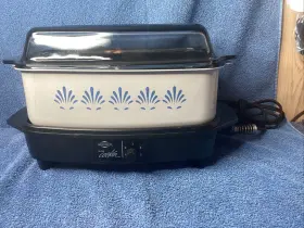 9290 West Bend Slow Cooker Griddle.blue Shells Glass Lid 9290 West Bend Slow Cooker Griddle.blue Shells Glass Lid