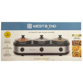 990371563 West Bend Triple Slow Cooker 3x 2.5qt Stainless/black