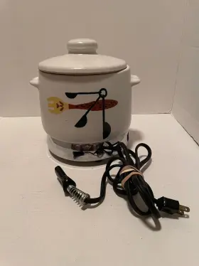 Scr200b West Bend Vintage Bean Pot Patio Slow Cook 2 Quart Stoneware Excellent Working Mcm #2
