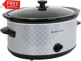 Scwb6qptsv13 West Bend Slow Cooker 6-quart Manual Crockery Style With Dishwasher Safe Oval Ce