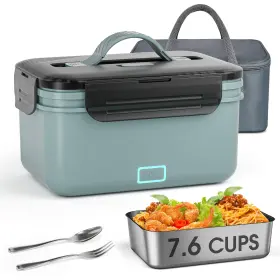 0105 Wisakey Cordless Electric Lunch Box For Adults 1.8l Heated Bule And Gray