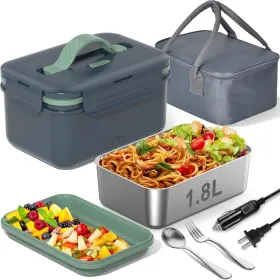 Wisakey-0057-lunchbox Wisakey Electric Heated Lunch Box For Car Truck Home 1.8l 100w Portable Deep Gray