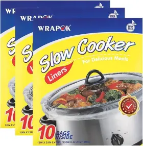 Wrapok 723423483716 Slow Cooker Liners Large Sizes Disposable Cooking Bag Fits 4-8 Quart Pot Easy