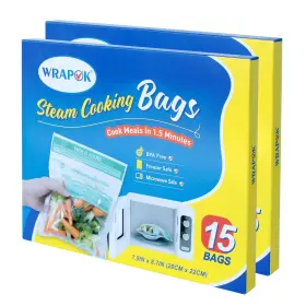 Bag-l-2 Wrapok Microwave Steamer Bags 30 Pack Zip Steam Vegetable Cooking Bag Pcs