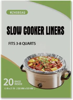Wzhsbsaq 445044534525 Slow Cooker Liners 20pcs Large 13 Inch X 21 Disposable Cooking Bags For 3 Quart To 8qt