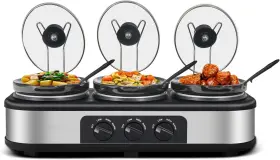 X Windaze 655887403033 Triple Slow Cooker Lid Rests Breakfast Buffet Servers Warmers 3 1.5qt