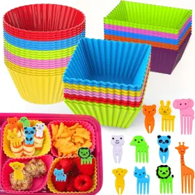 K-012-1 Xangnier 60 Pcs Silicone Lunch Box Dividers Regular Multicolor-60pcs