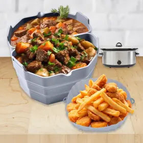 Cd-001 Xtatus Gray Slow Cooker Divider 6 Quart Air Fryer Silicone Liner Crockpot Reusable