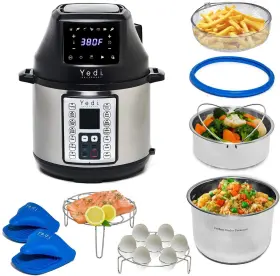 Cc60j-la Yedi Housewares Tango 2-in-1 Air Fryer And Pressure Cooker 6 Quart Deluxe Accessory Kit