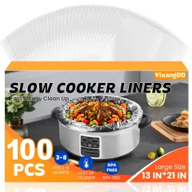 B0fmx8k6zy Yixangdd 100-pack Large 13x21 Slow Cooker Liners Disposable Bpa-free Bags 3-8 Quart Oval/rou
