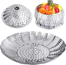 Ylyl 614162382395 Veggie Vegetable Steamer Basket Small 5.3 Inch To 8.6 Silver