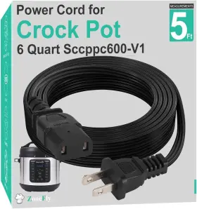 Zonefly 726084962545 Original Power Cord Compatible With Crock-pot Express 6 Quart