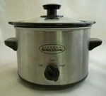 Kitchen Selectives SC-152 Stainless Crock Pot Slow Cooker W/glass Lid 1.5 Quarts. Fixed Price $29.99.