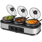 Triple Slow Cooker, 3 1.5 Qt Buffet Servers And Warmers, Pots. Fixed Price $106.34.
