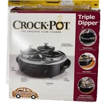 Crock-pot Triple Dipper Slow Cooker SCRTD300-BS Lazy Susan Open Box Unused. Fixed Price $50.00.