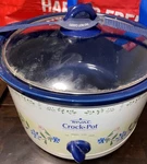 Vintage Rival Crock Pot 33551 Slow Cooker Works Cobalt Blue Floral Travel Strap. Fixed Price $25.00.