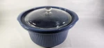 Vtg 4QT Rival Crock Pot Slow Cooker Blue Stoneware Insert Liner With Glass Lid. Fixed Price $28.00.