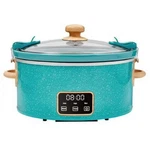 The Pioneer Woman 6 Quart Digital Slow Cooker With Locking Lid, Teal Speckle. Fixed Price $44.99.
