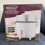 Brentwood Rice Cooker And Food Steamer White 5 Cups Uncooked Tempered Glass Lid. Fixed Price $52.50.