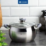 Modern Stainless Steel Stock Pot With Glass Lid 7-QUART Induction, Silver. Fixed Price $35.89.